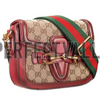 Replica Gucci Lady Web GG Small Canvas Bag Dark Red