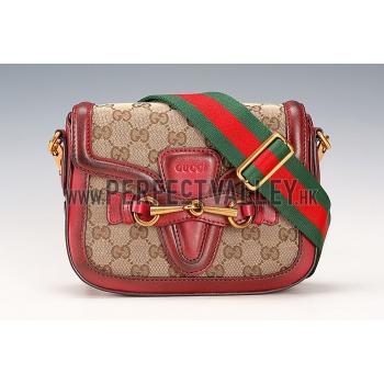 Replica Gucci Lady Web GG Small Canvas Bag Dark Red