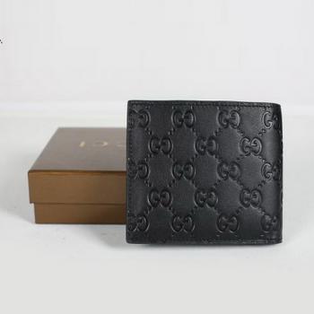 Gucci Wallet 145754 Black Cow Leather Unisex Wallet