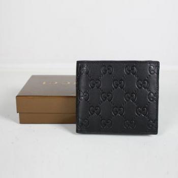 Gucci Wallet 145754 Black Cow Leather Unisex Wallet