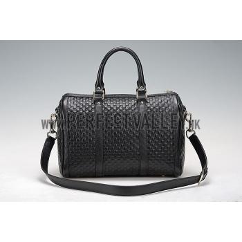 Gucci Nice Microguccissima Leather Boston Bag Black 607308