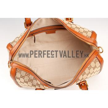 Gucci Lady Web GG Canvas Boston Bag Brown