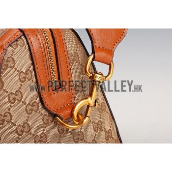 Gucci Lady Web GG Canvas Boston Bag Brown