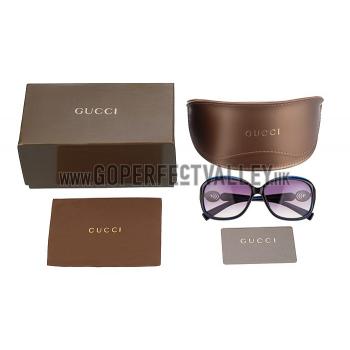 Gucci Elegant Oval Shaped Black and Blue Sunglasses 308030