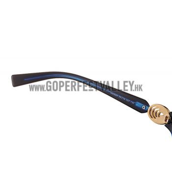 Gucci Elegant Oval Shaped Black and Blue Sunglasses 308030