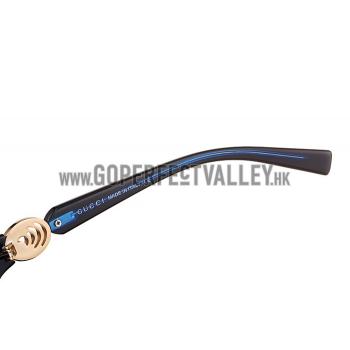 Gucci Elegant Oval Shaped Black and Blue Sunglasses 308030