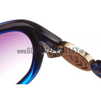 Gucci Elegant Oval Shaped Black and Blue Sunglasses 308030