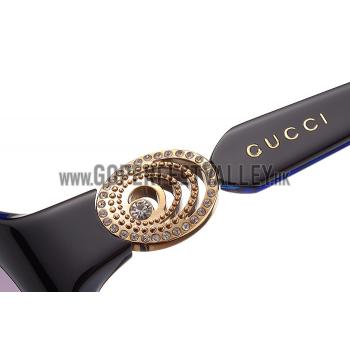 Gucci Elegant Oval Shaped Black and Blue Sunglasses 308030