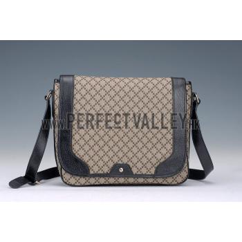 Cheap Gucci Canvas Medium Flap Messenger Bag Black Trim