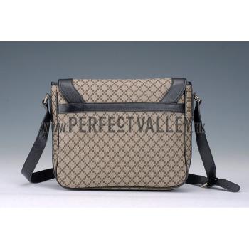 Cheap Gucci Canvas Medium Flap Messenger Bag Black Trim