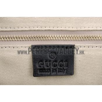 Cheap Gucci Canvas Medium Flap Messenger Bag Black Trim