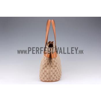 Gucci Bright Bit GG Canvas Cognac Leather Trim  Handle Tote