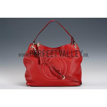 Gucci Soho Leather Hobo Red