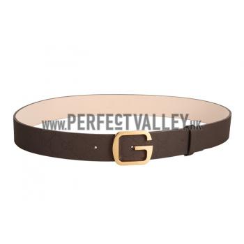 Replica Gucci Brown Leather Belt with G Square Buckle