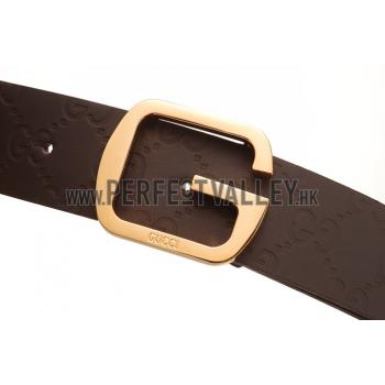 Replica Gucci Brown Leather Belt with G Square Buckle