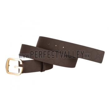 Replica Gucci Brown Leather Belt with G Square Buckle