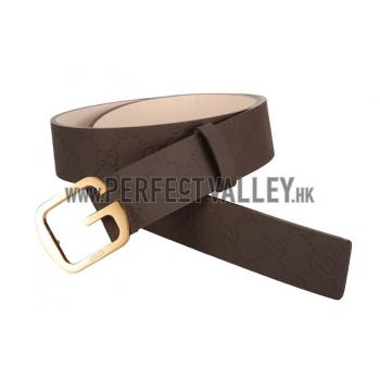 Replica Gucci Brown Leather Belt with G Square Buckle