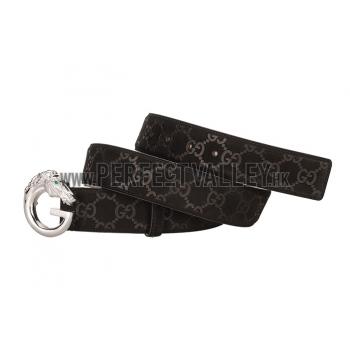 Guccissima Brown Leather Belt with Panthere Buckle Replica