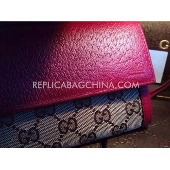 Gucci Red Brown Wallet Clutch Calfskin