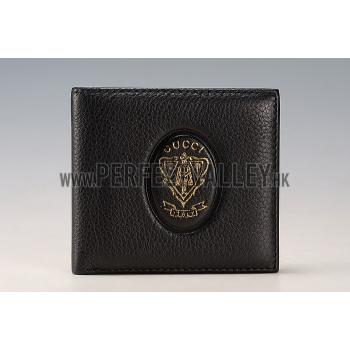 Gucci Bi-Fold Wallet With Gold Gucci Logo Black Replica