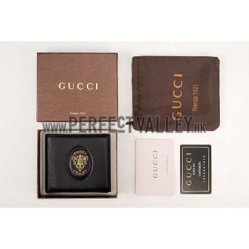 Gucci Bi-Fold Wallet With Gold Gucci Logo Black Replica