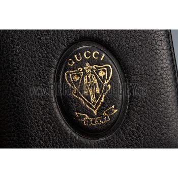 Gucci Bi-Fold Wallet With Gold Gucci Logo Black Replica