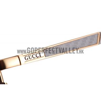 Gucci Signature Logo Gold Frame Brown Lenses Sunglasses 308145