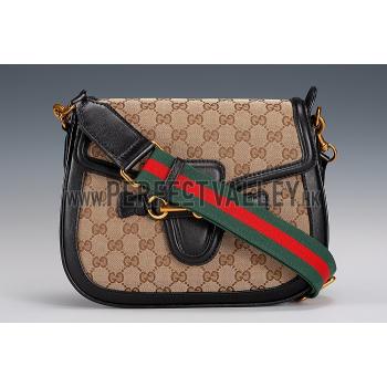 Gucci Lady Web GG Canvas And Black Leather Medium Bag  18926781