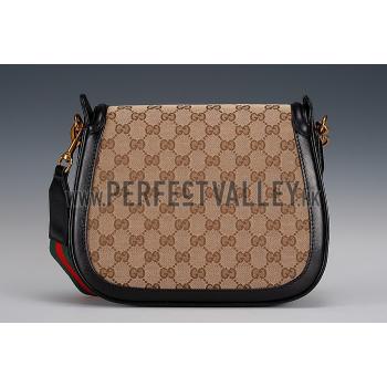 Gucci Lady Web GG Canvas And Black Leather Medium Bag  18926781