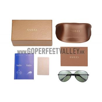 Gucci Aviator Wrap Black Frame Green Lens Sunglasses 308210