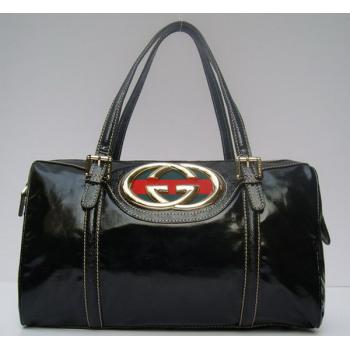 Replica Gucci  Handle bags 170010 Black Cow Leather Ladies