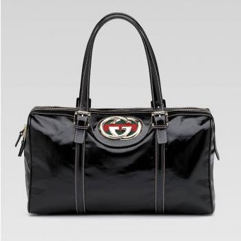 Replica Gucci  Handle bags 170010 Black Cow Leather Ladies