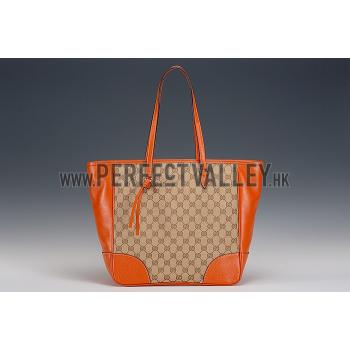 Gucci GG Supreme Canvas And Orange Leather Tote 18926778