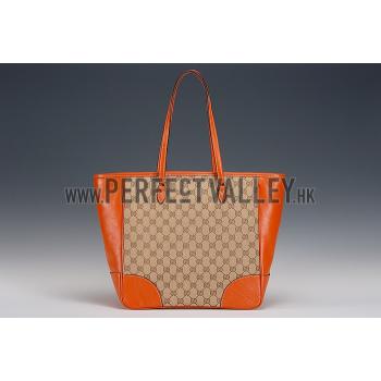 Gucci GG Supreme Canvas And Orange Leather Tote 18926778