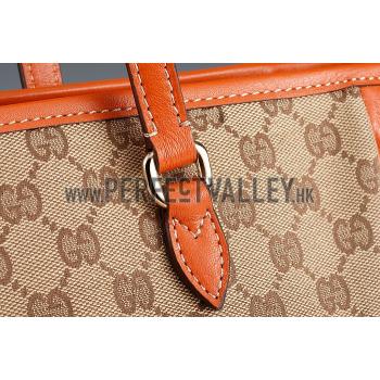 Gucci GG Supreme Canvas And Orange Leather Tote 18926778