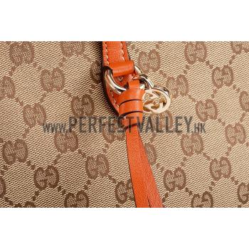 Gucci GG Supreme Canvas And Orange Leather Tote 18926778