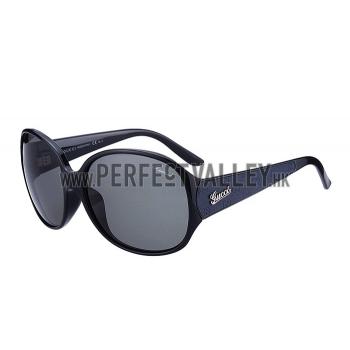 Gucci Oversized Round Leather Dark Blue Sunglasses 307819