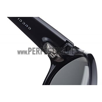 Gucci Oversized Round Leather Dark Blue Sunglasses 307819