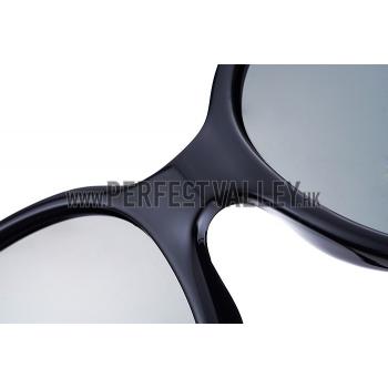 Gucci Oversized Round Leather Dark Blue Sunglasses 307819