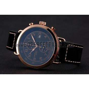 Cheap Hamilton Navy Pioneer Chrono Black Dial Rose Gold Case Black Leather Strap