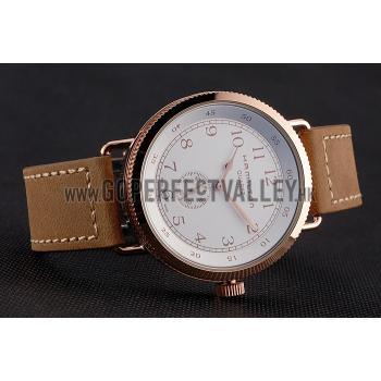 Hamilton Navy Pioneer Small Second White Dial Rose Gold Case Light Brown Leather Strap