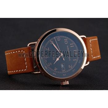 Hamilton Navy Pioneer Black Dial Rose Gold Case Brown Leather Strap