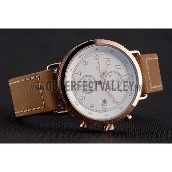 Hamilton Navy Pioneer Chrono White Dial Rose Gold Case Light Brown Leather Strap Replica