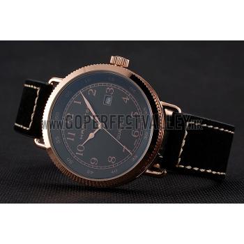 Hamilton Navy Pioneer Black Dial Rose Gold Case Black Leather Strap