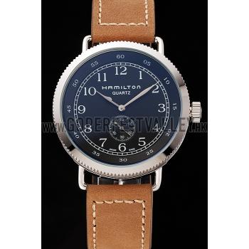 Hamilton Navy Pioneer Small Second Black Dial Stainless Steel Case Light Brown Leather Strap