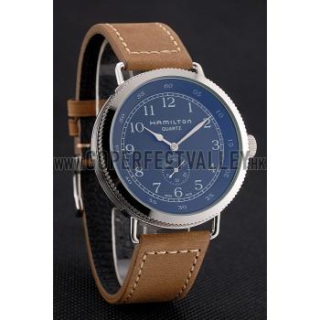 Hamilton Navy Pioneer Small Second Black Dial Stainless Steel Case Light Brown Leather Strap