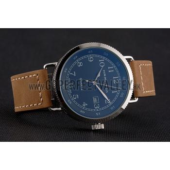 Replica Hamilton Navy Pioneer Black Dial Stainless Steel Case Light Brown Leather Strap