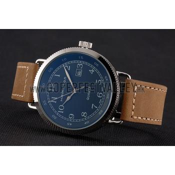 Replica Hamilton Navy Pioneer Black Dial Stainless Steel Case Light Brown Leather Strap