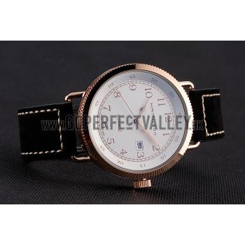 Hamilton Navy Pioneer White Dial Rose Gold Case Black Leather Strap