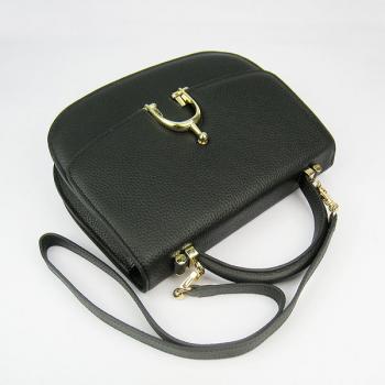 Hermes Stirrup bag 8088 2way Cow Leather Black Replica